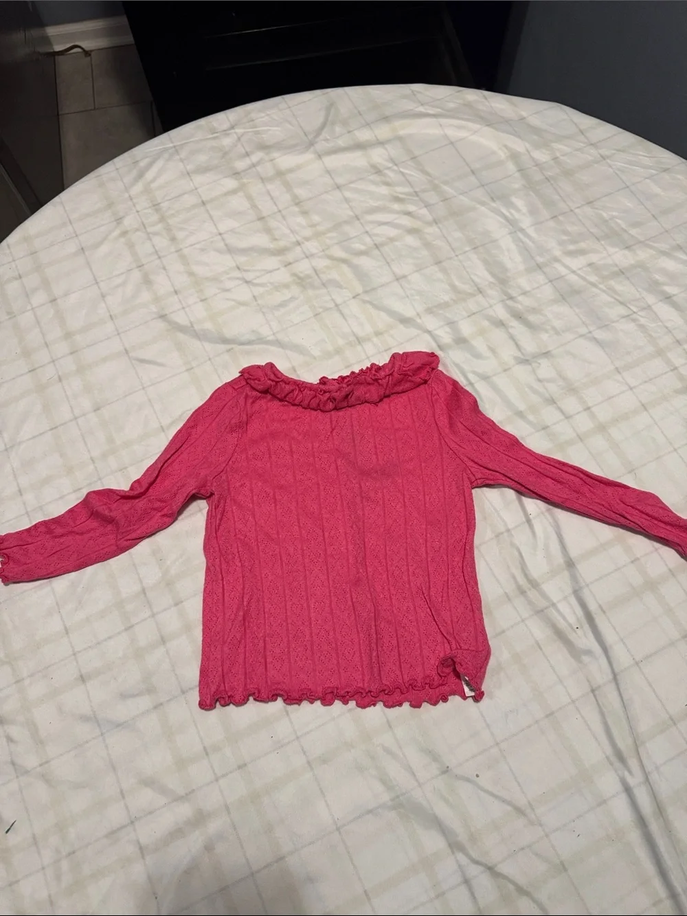Old Navy Hot Pink Long Sleeve Ruffle-Neck Top